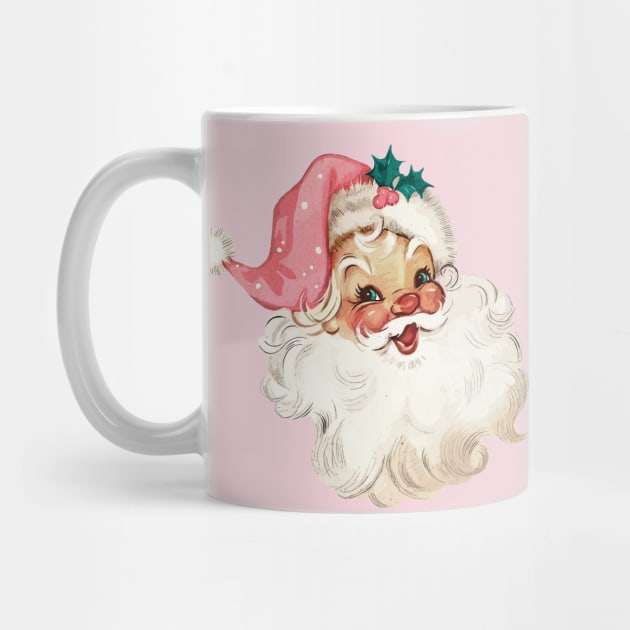 Retro Santa Claus Mid Century Modern Pink Cute by PUFFYP